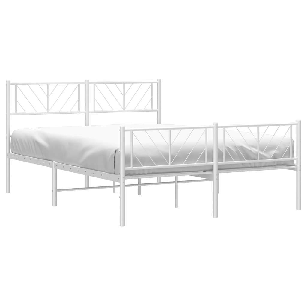 Sengeramme i metall med hode- og fotgavl hvit 150x200 cm