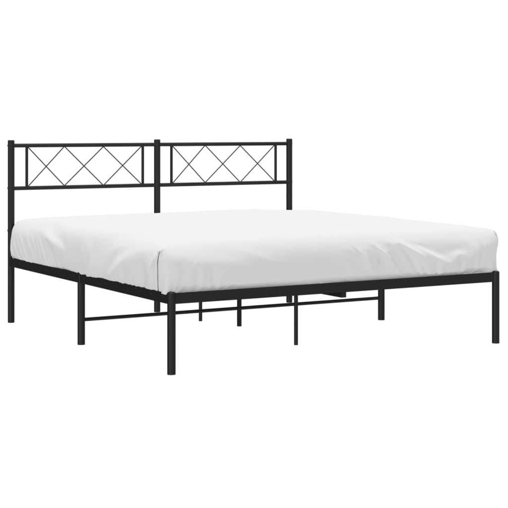Sengeramme i metall med sengegavl svart 120x200 cm
