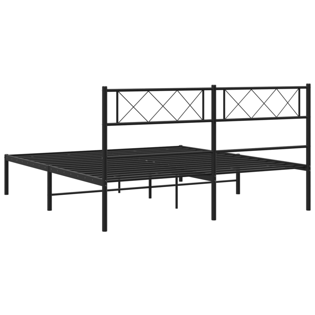 Sengeramme i metall med hodegavl svart 140x190 cm