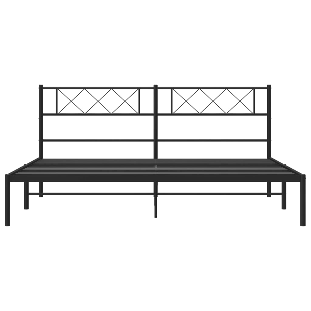 Sengeramme i metall med sengegavl svart 183x213 cm