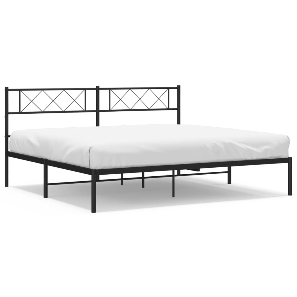 Sengeramme i metall med sengegavl svart 193x203 cm