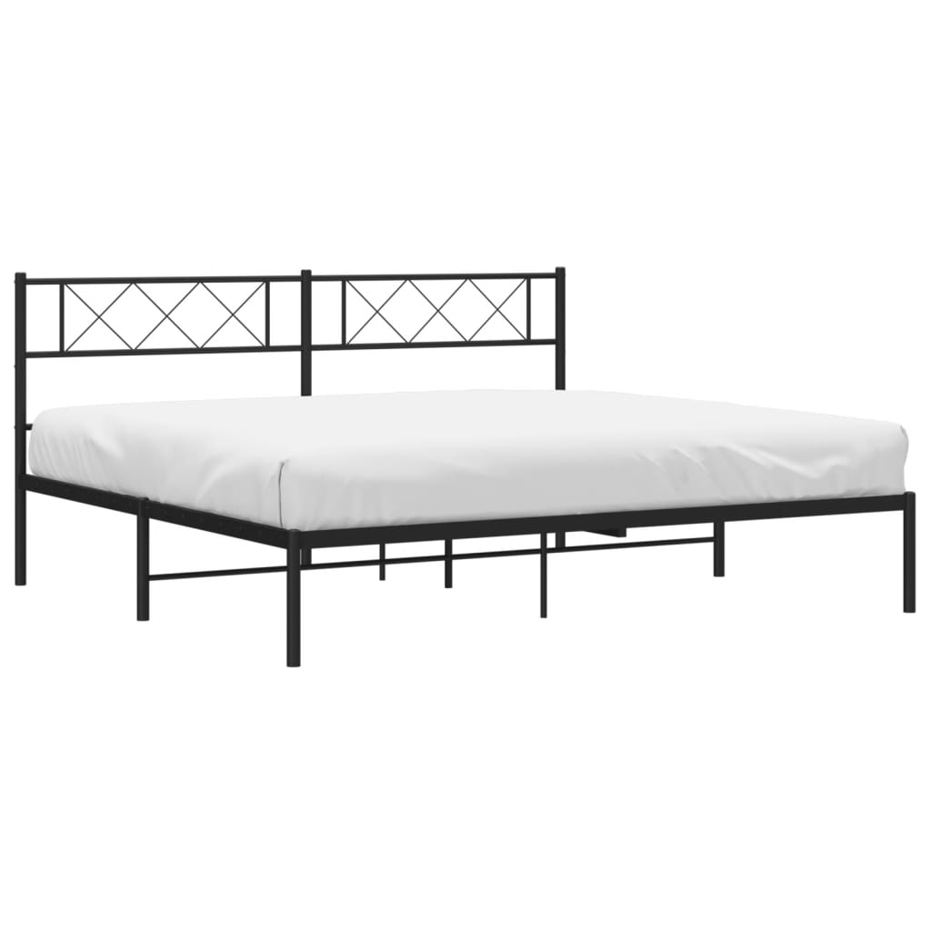 Sengeramme i metall med sengegavl svart 193x203 cm
