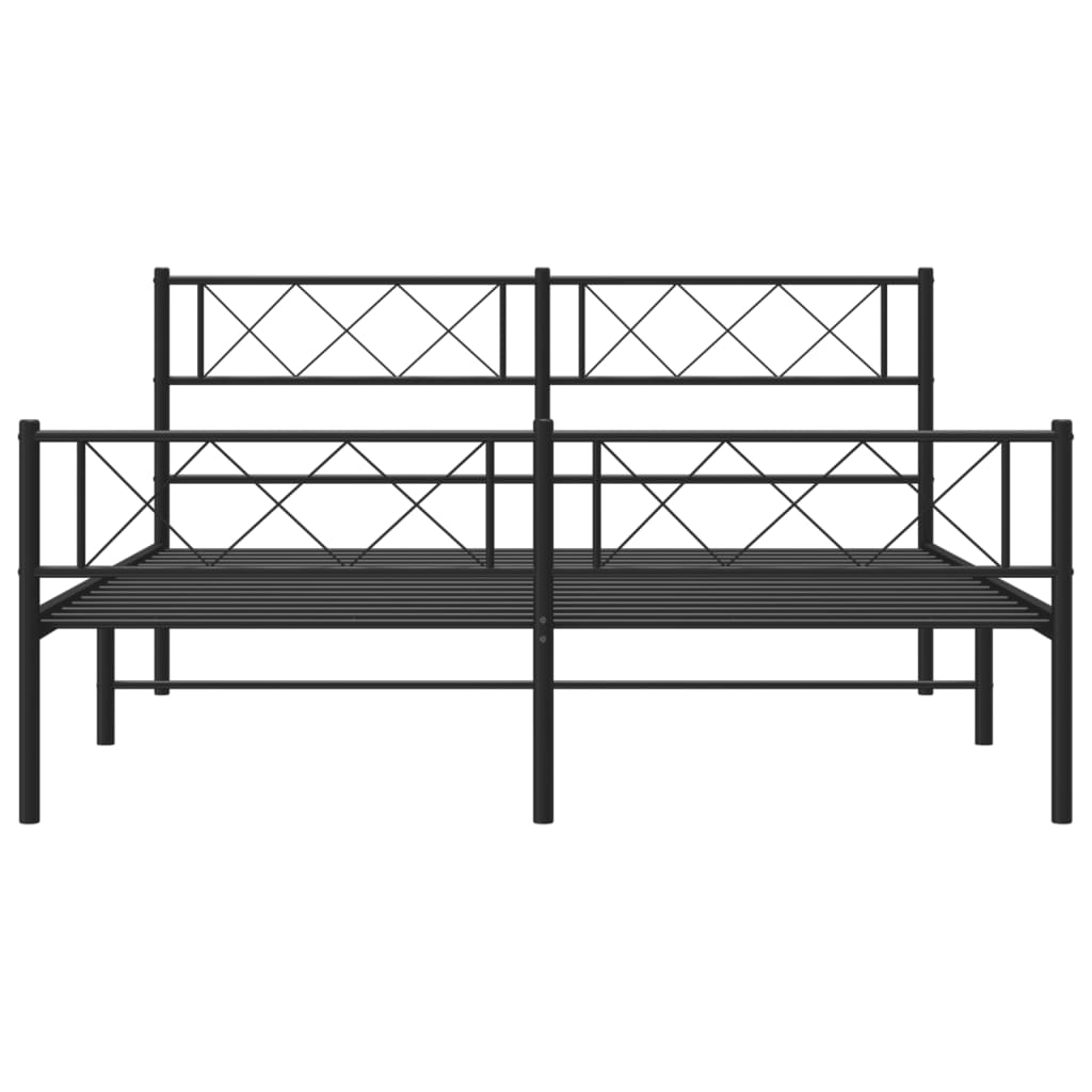 Sengeramme i metall med hode- og fotgavl svart 120x200 cm