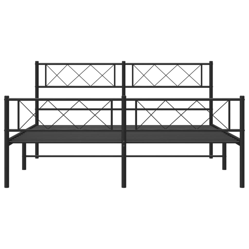 Sengeramme i metall med hode- og fotgavl svart 135x190 cm