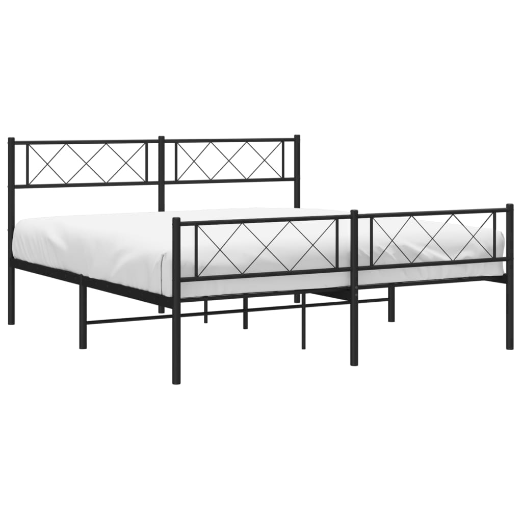 Sengeramme i metall med hode- og fotgavl svart 140x190 cm