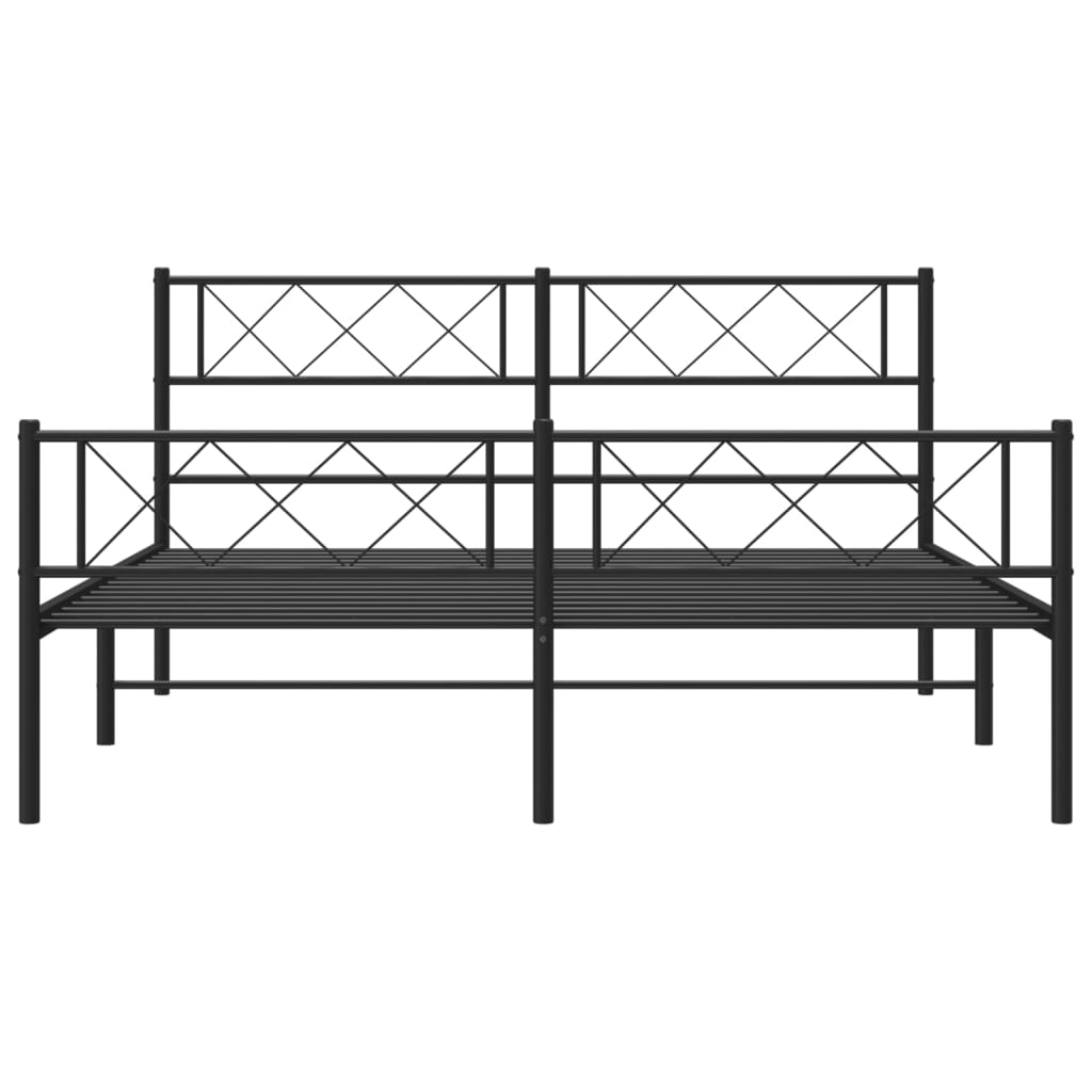 Sengeramme i metall med hode- og fotgavl svart 140x190 cm