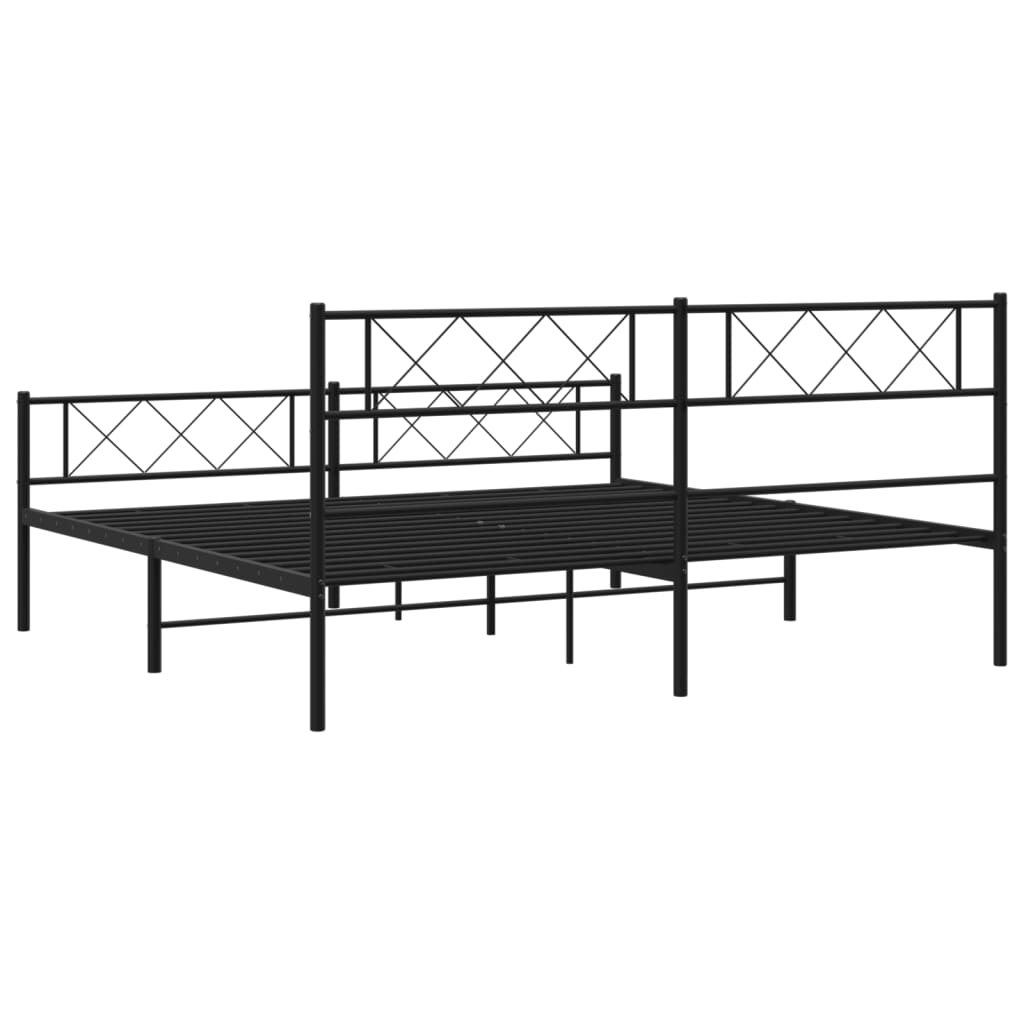 Sengeramme i metall med hode- og fotgavl svart 183x213 cm
