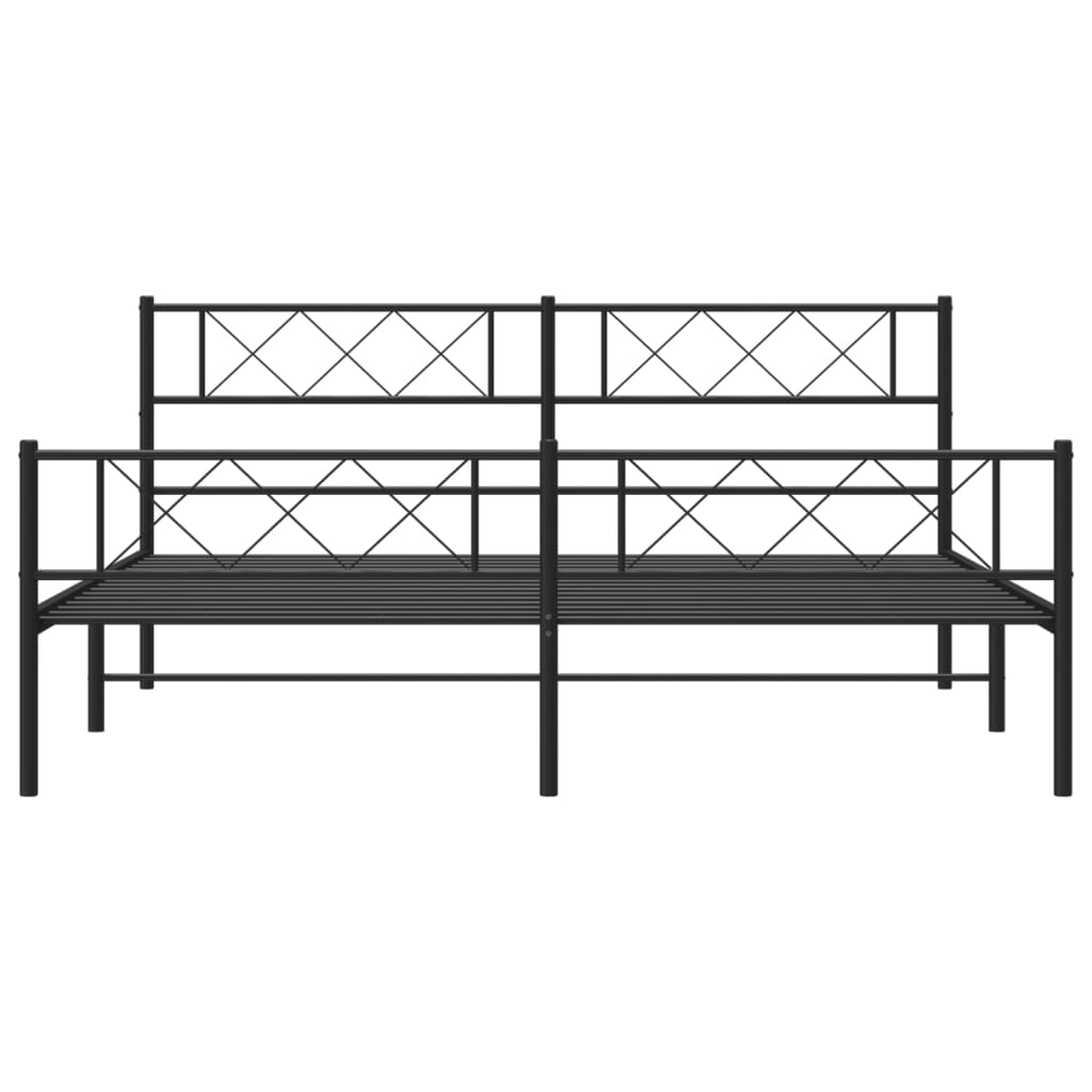 Sengeramme i metall med hode- og fotgavl svart 193x203 cm