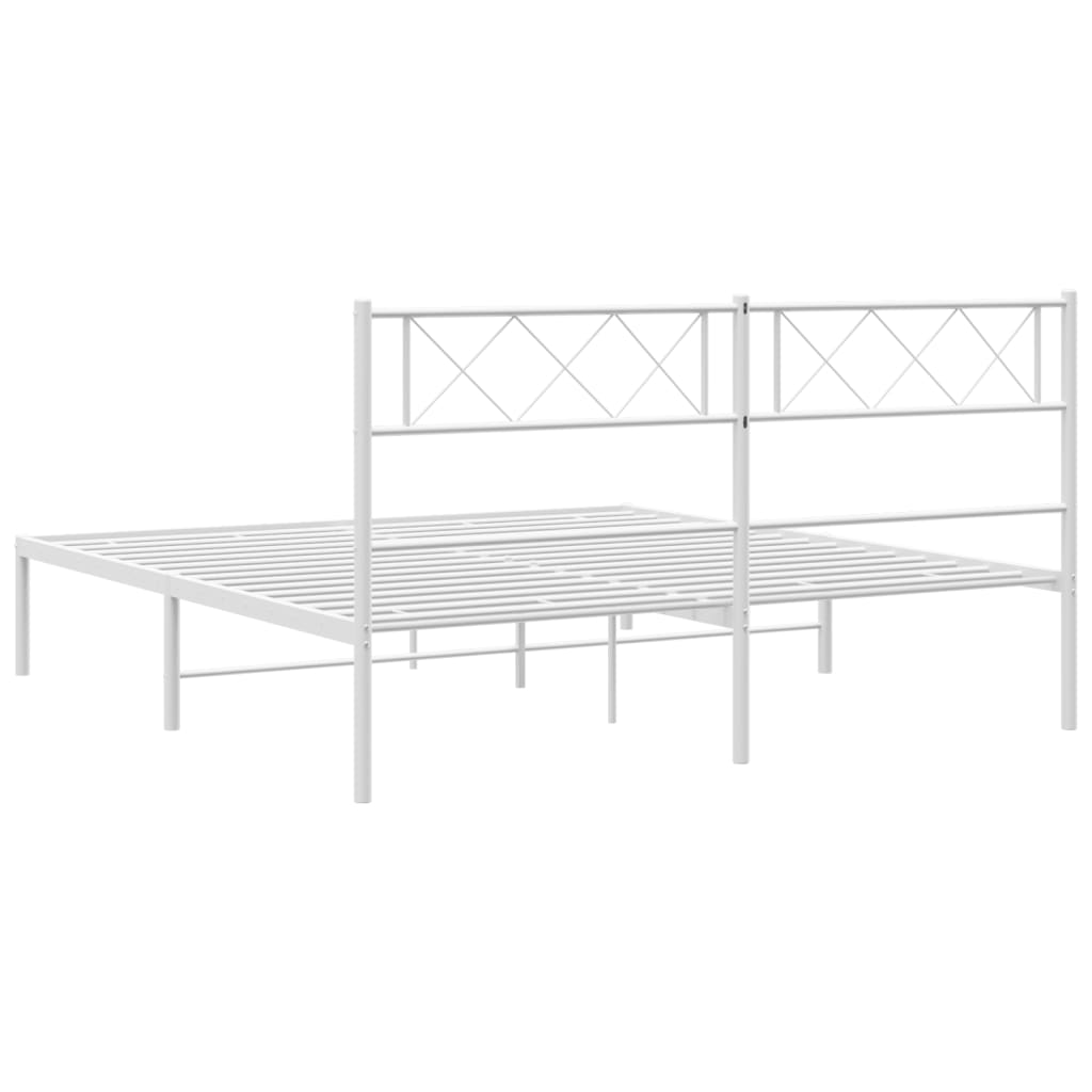 Sengeramme i metall med hodegavl hvit 120x200 cm