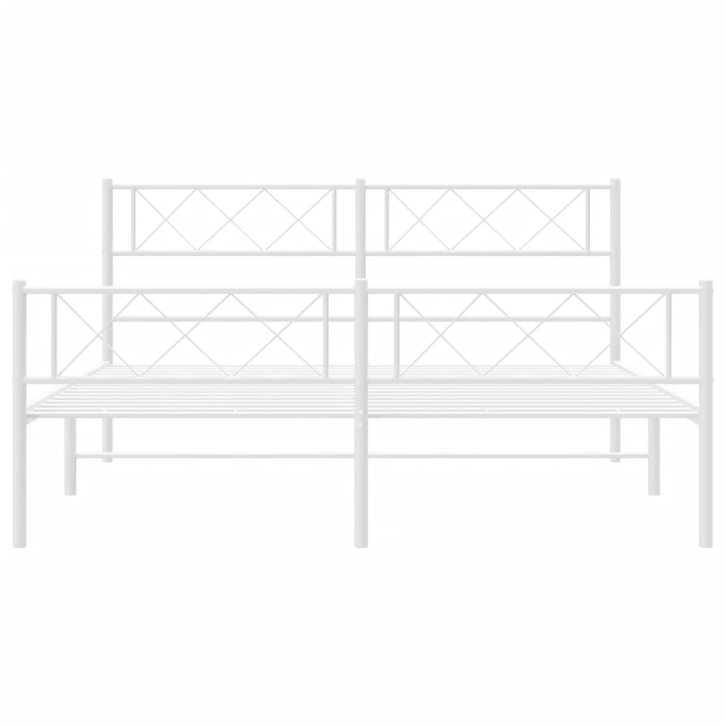 Sengeramme i metall med hode- og fotgavl hvit 120x200 cm