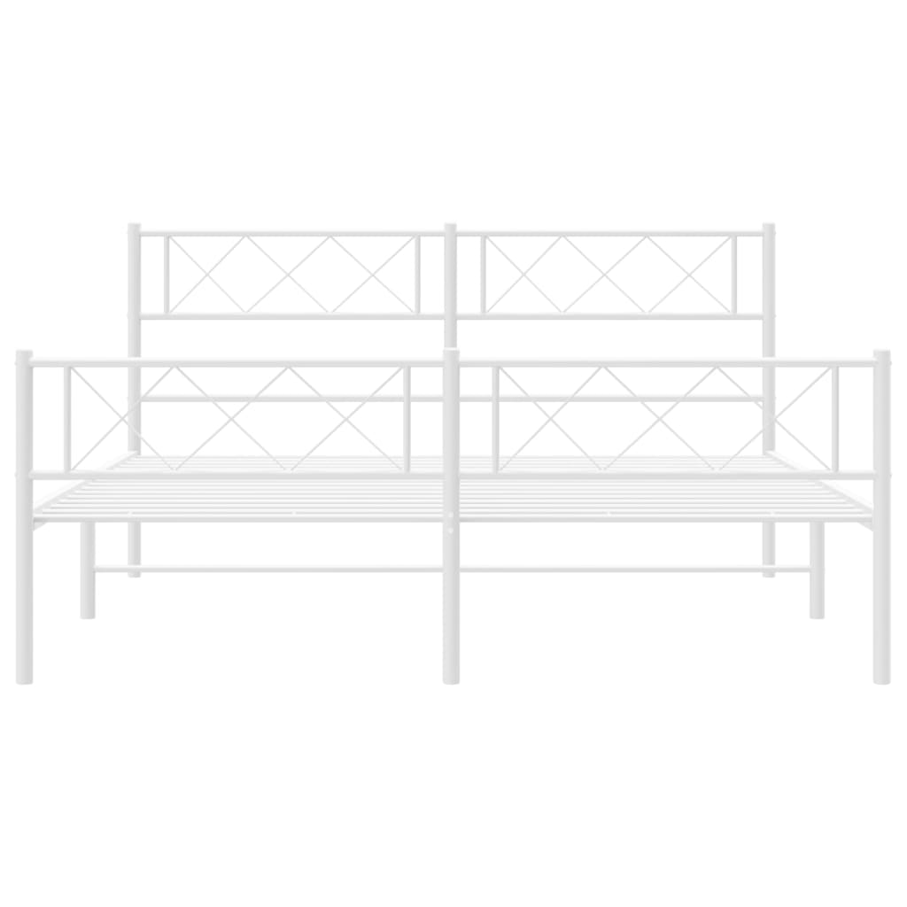 Sengeramme i metall med hode- og fotgavl hvit 150x200 cm