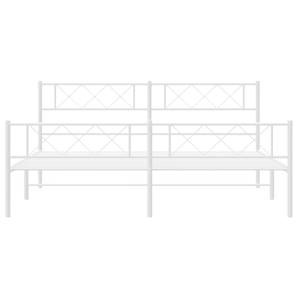 Sengeramme i metall med hode- og fotgavl hvit 183x213 cm