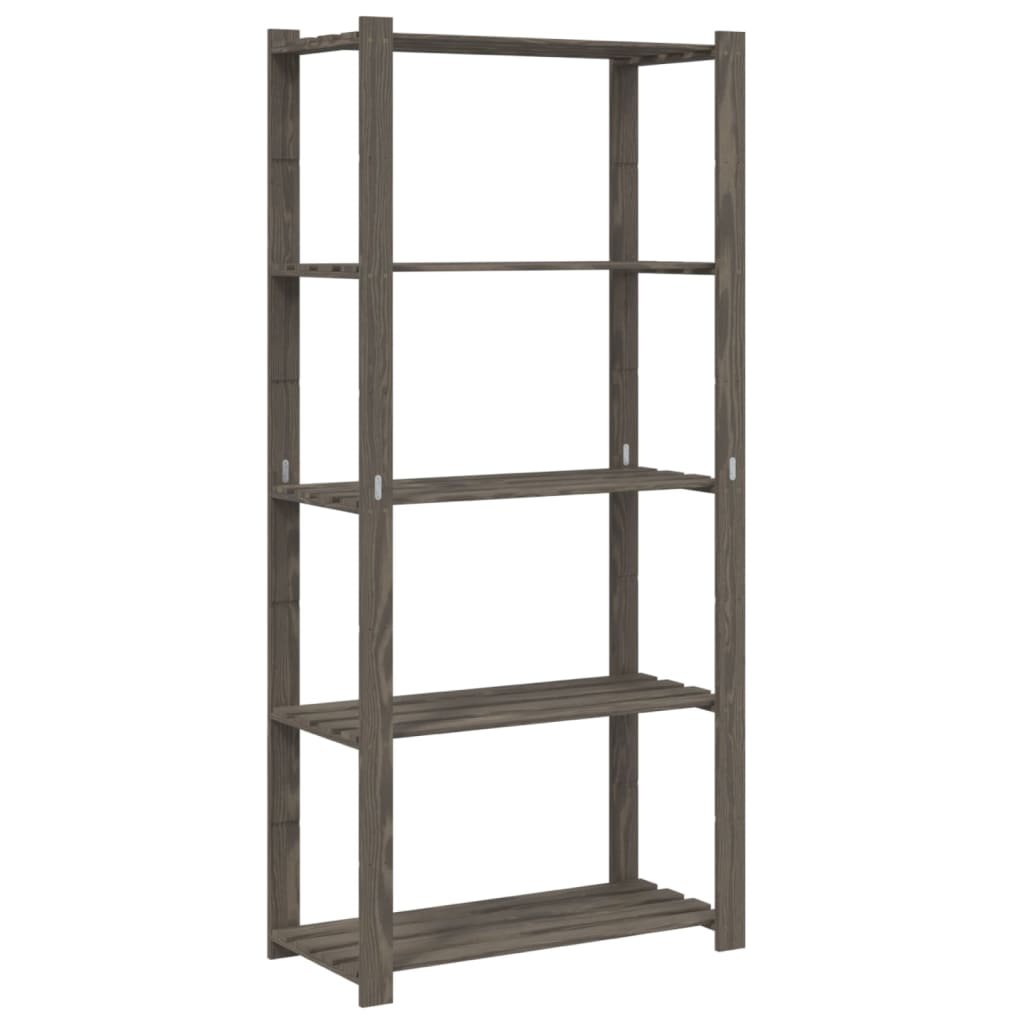 Oppbevaringshylle 5 etasjer grå 80x38x170 cm heltre furu