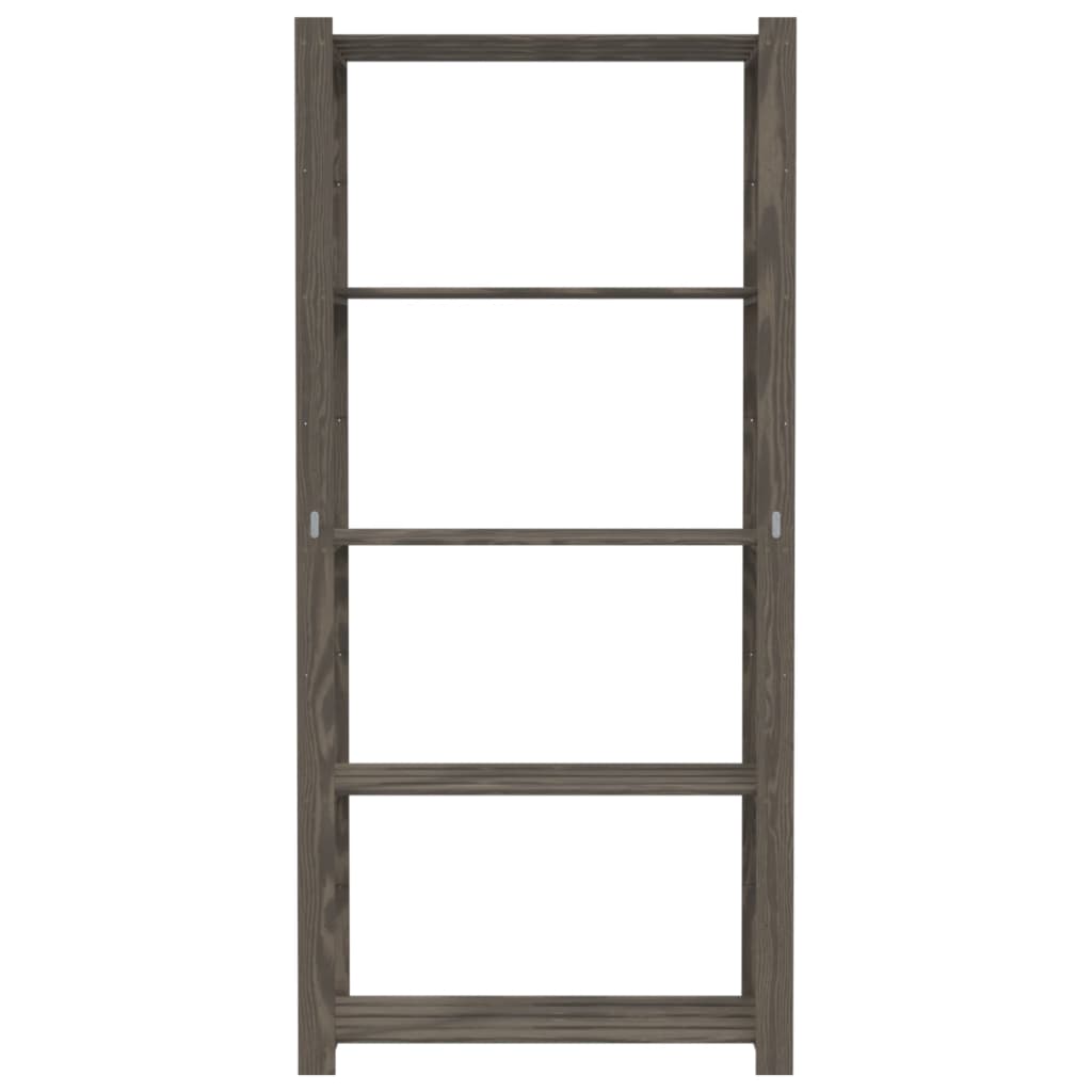 Oppbevaringshylle 5 etasjer grå 80x38x170 cm heltre furu