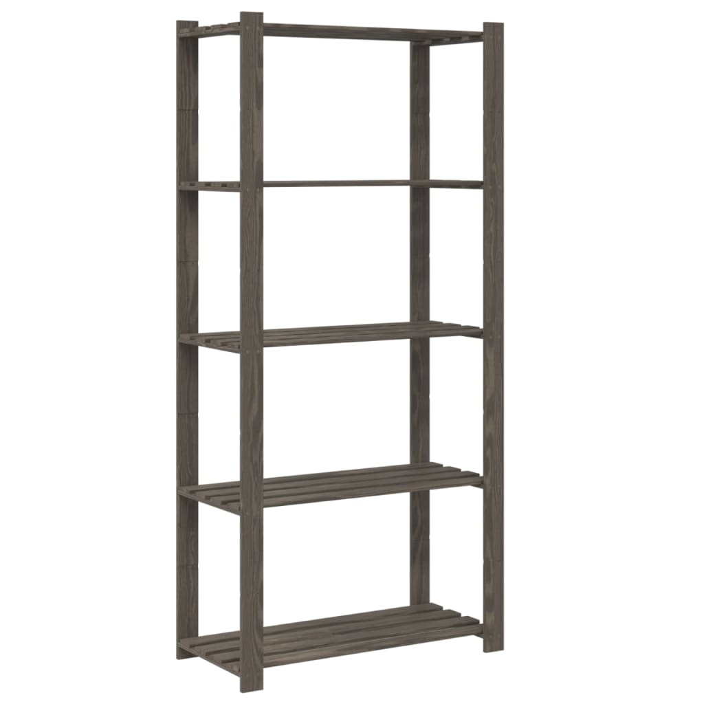 Oppbevaringshylle 5 etasjer grå 80x38x170 cm heltre furu