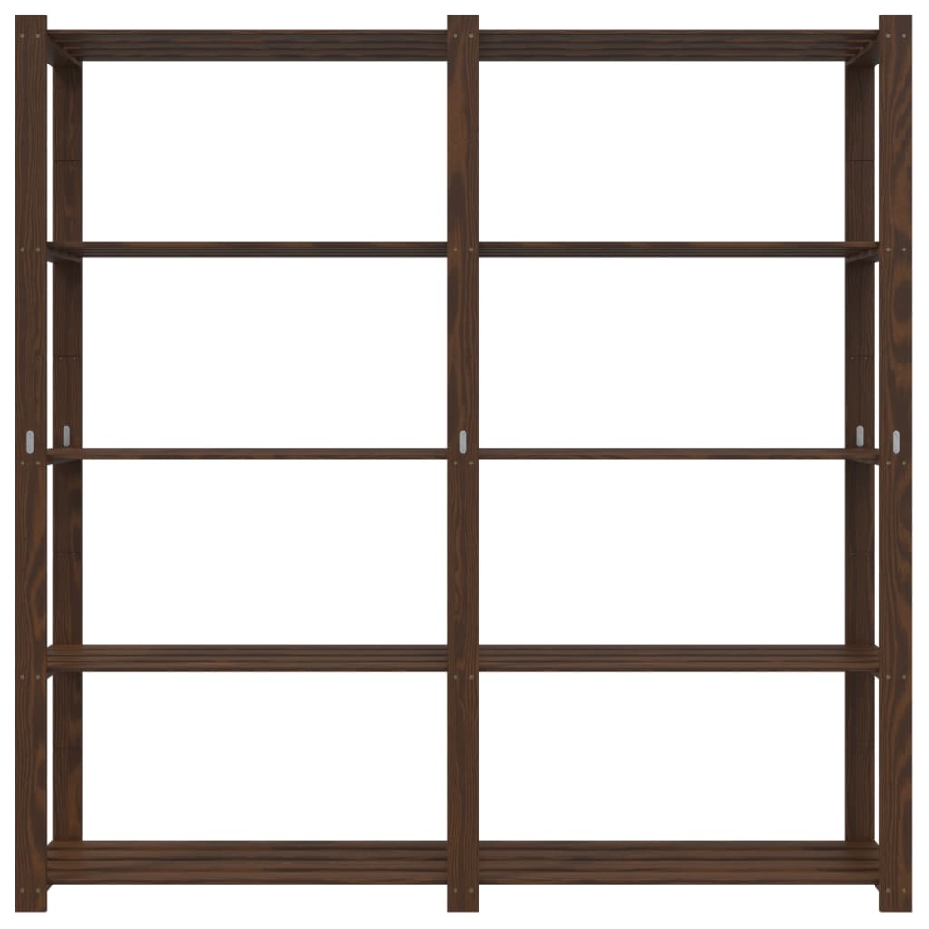 Oppbevaringshylle 5 etasjer brun 170x38x170 cm heltre furu