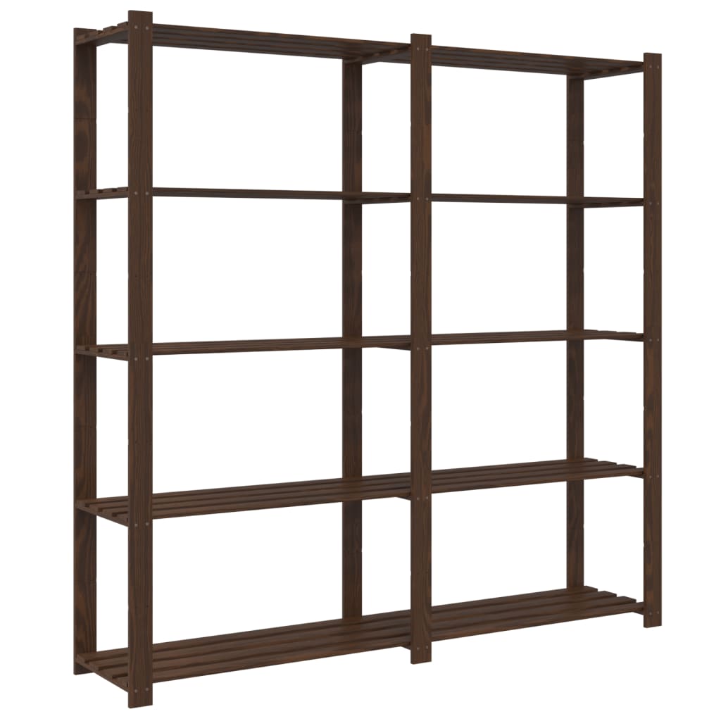 Oppbevaringshylle 5 etasjer brun 170x38x170 cm heltre furu