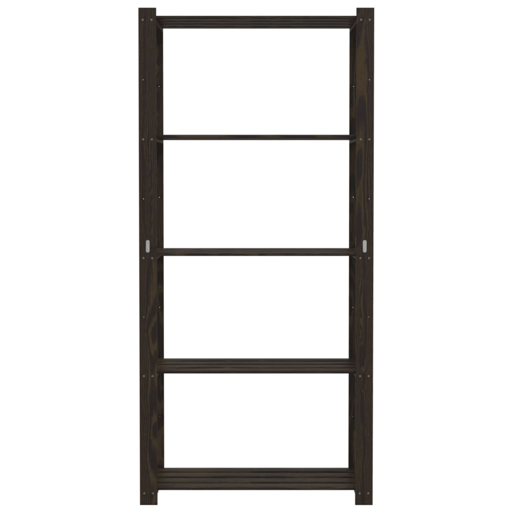 Oppbevaringshylle 5 etasjer svart 80x38x170 cm heltre furu