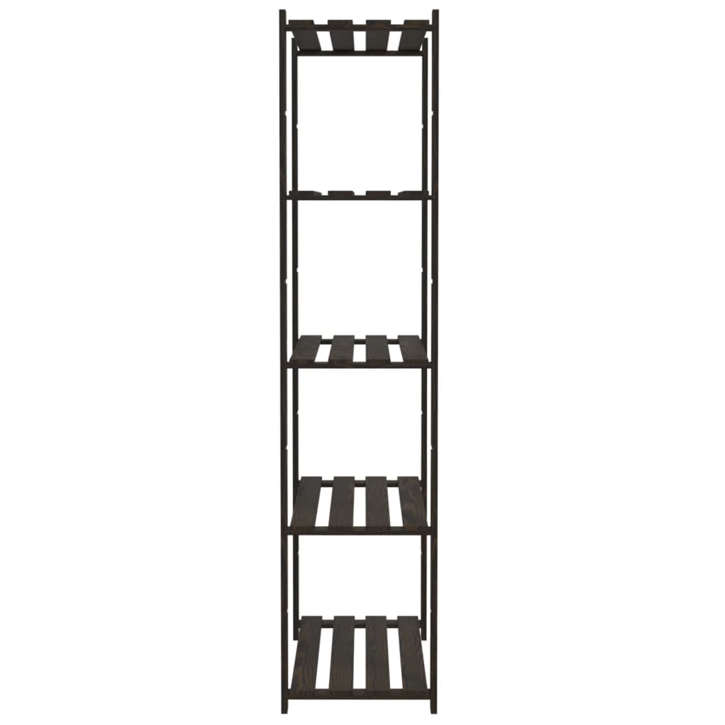 Oppbevaringshylle 5 etasjer svart 80x38x170 cm heltre furu