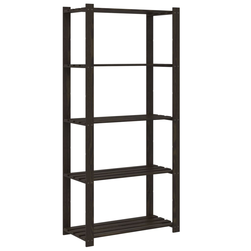 Oppbevaringshylle 5 etasjer svart 80x38x170 cm heltre furu
