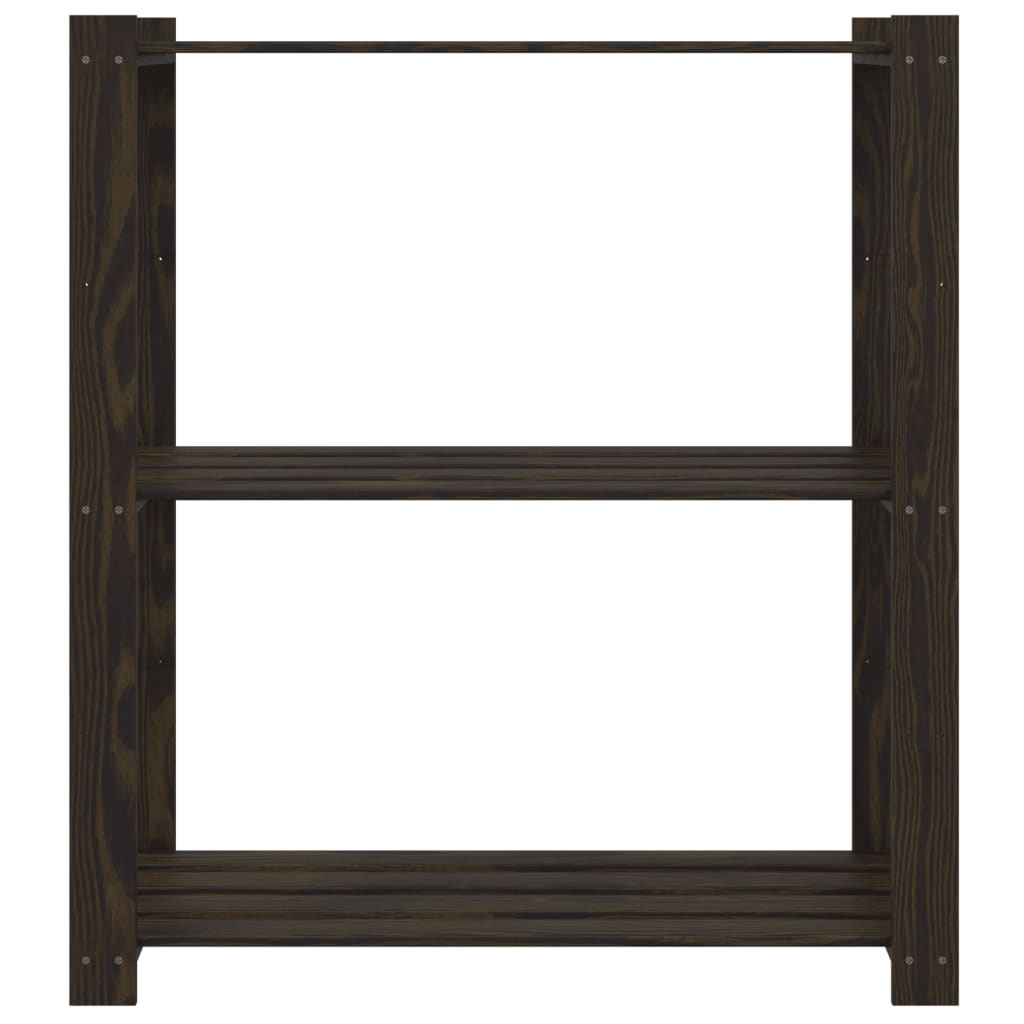 Oppbevaringshylle 3 etasjer svart 80x38x90 cm heltre furu