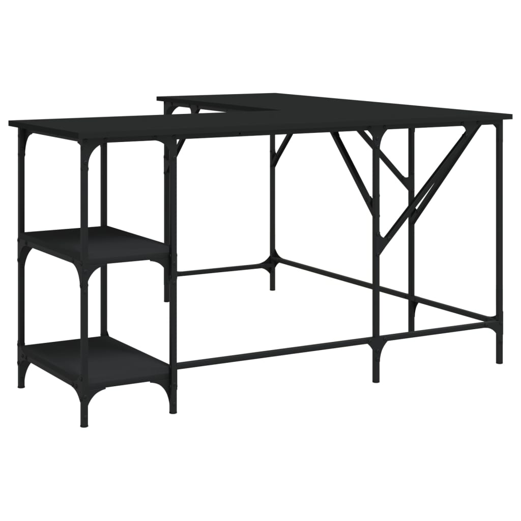 Skrivebord svart 139x139x75 cm konstruert tre