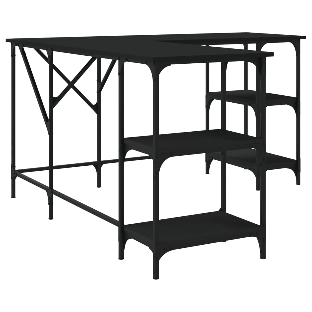 Skrivebord svart 139x139x75 cm konstruert tre