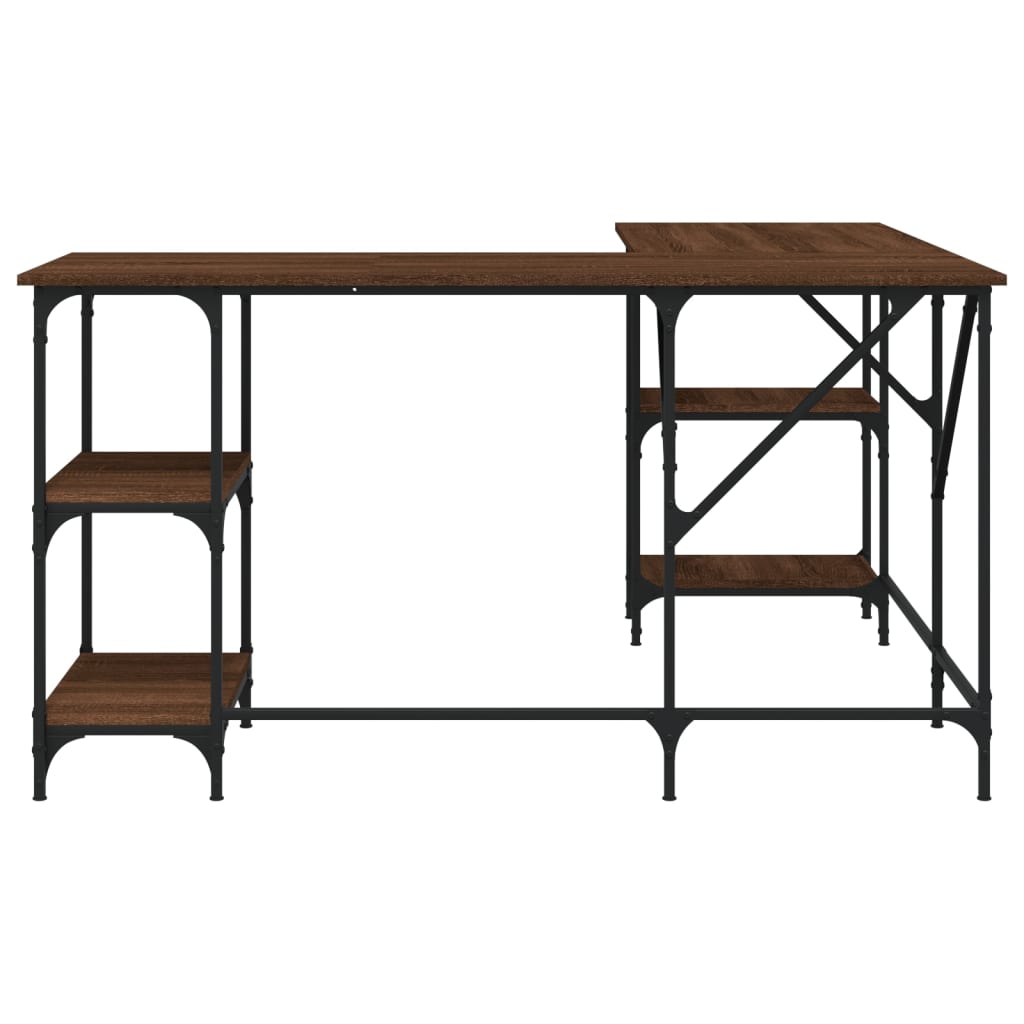 Skrivebord brun eik 139x139x75 cm konstruert tre