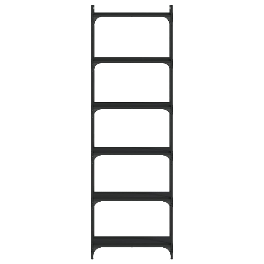 Bokhylle 6 etasjer svart 60x30x188 cm konstruert tre