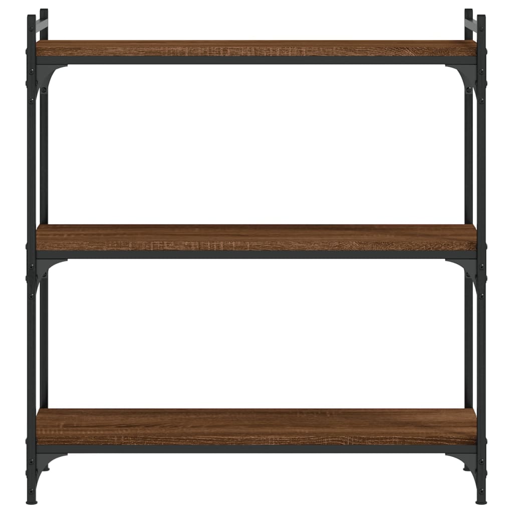 Bokhylle 3 etasjer brun eik 80x30x86 cm konstruert tre