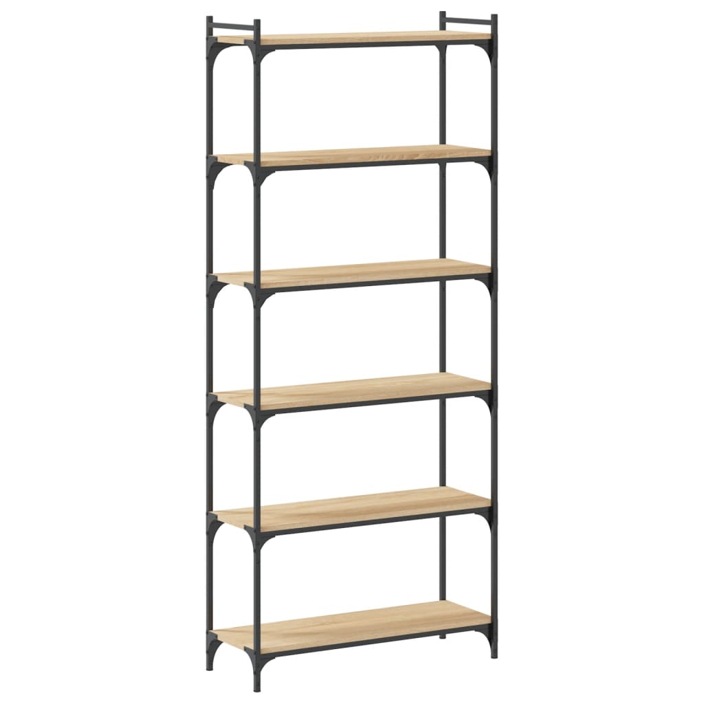 Bokhylle 6 etasjer sonoma eik 80x30x188 cm konstruert tre