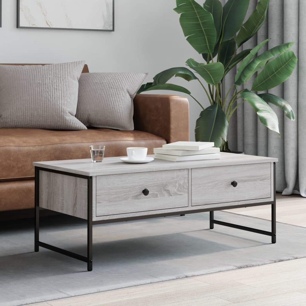Salongbord grå sonoma 101x49x39,5 cm konstruert tre