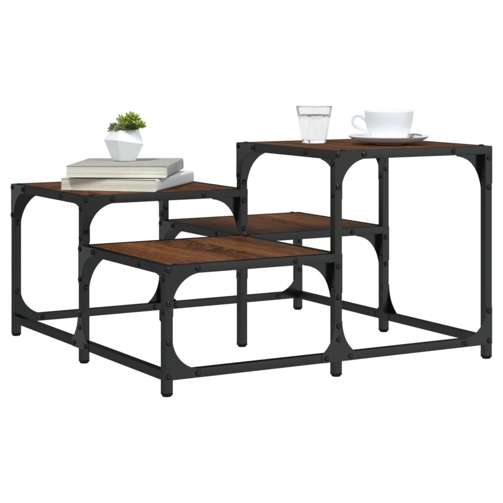 Salongbord brun eik 68x68x40 cm konstruert tre