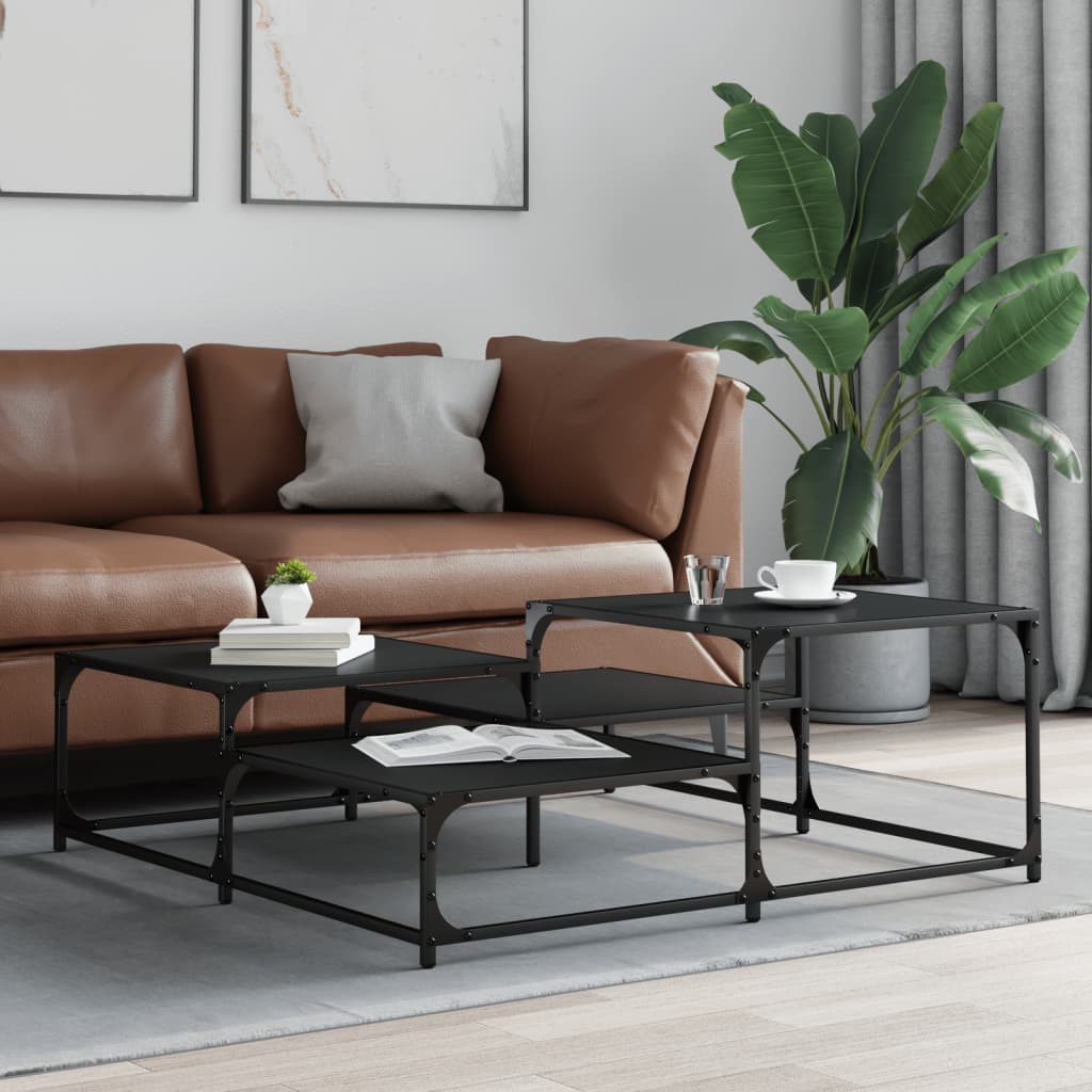 Salongbord svart 107x107x40 cm konstruert tre