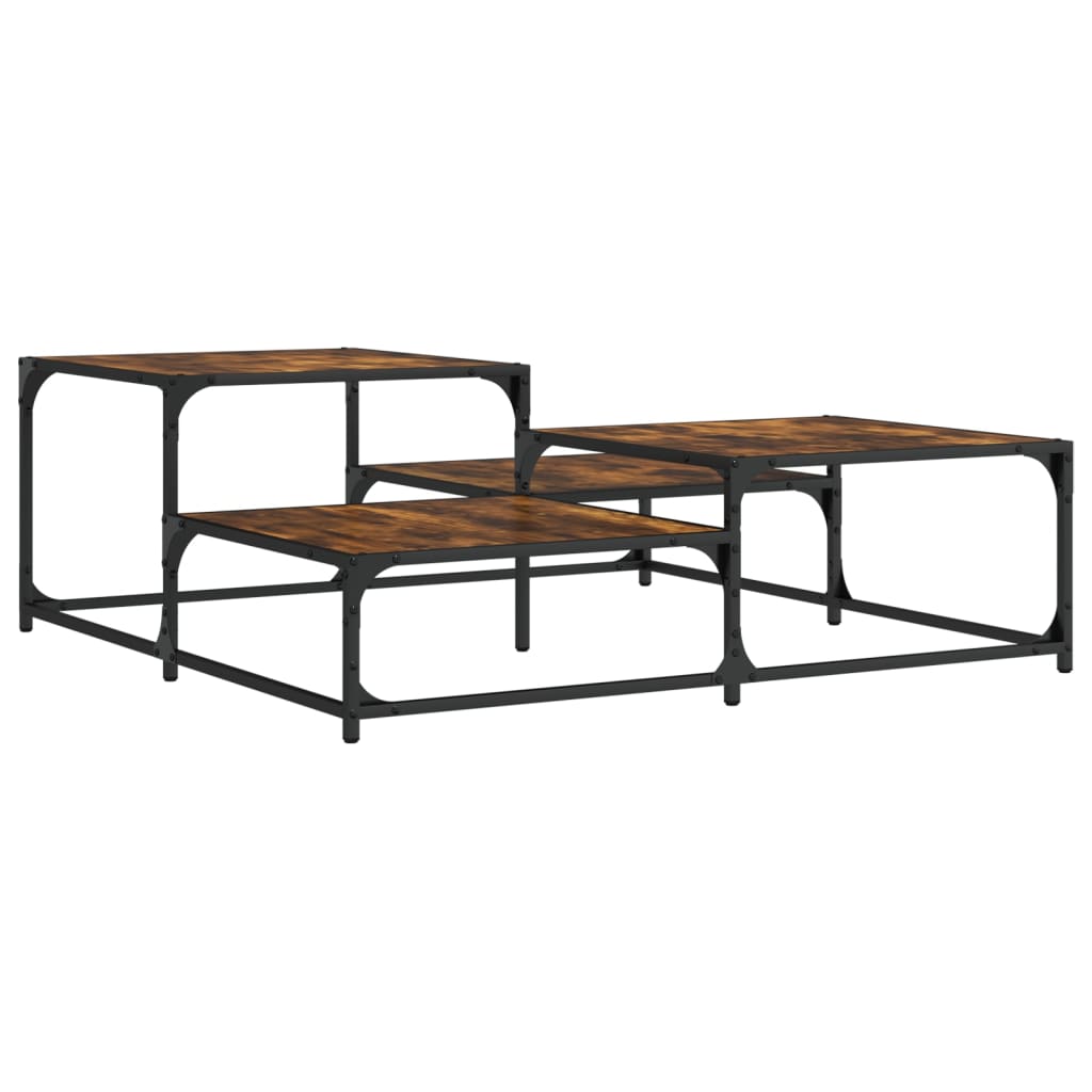 Salongbord røkt eik 107x107x40 cm konstruert tre