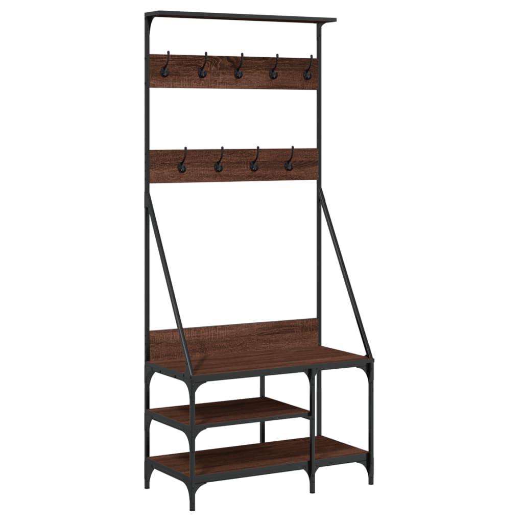 Klesstativ med skooppbevaring brun eik 80x40x184 cm