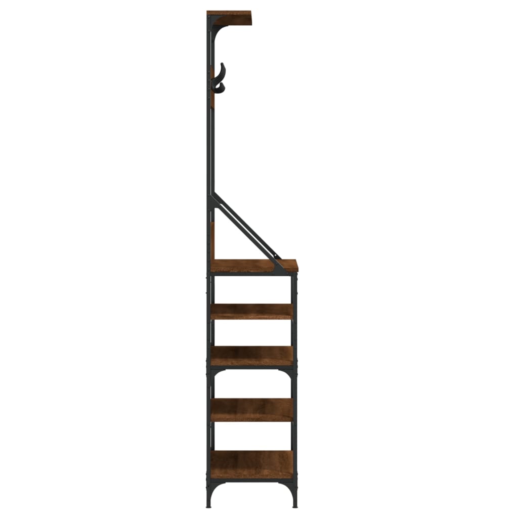 Klesstativ med skooppbevaring brun eik 70x34x184 cm