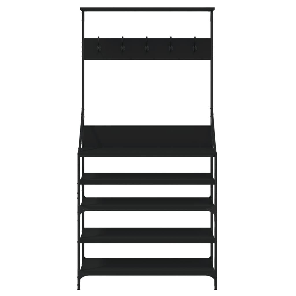 Klesstativ med skooppbevaring svart 90x34x184 cm
