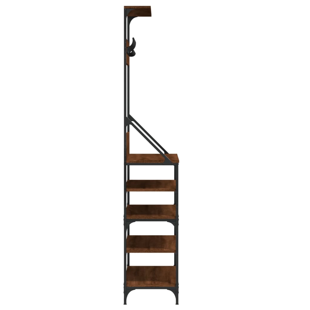 Klesstativ med skooppbevaring brun eik 90x34x184 cm