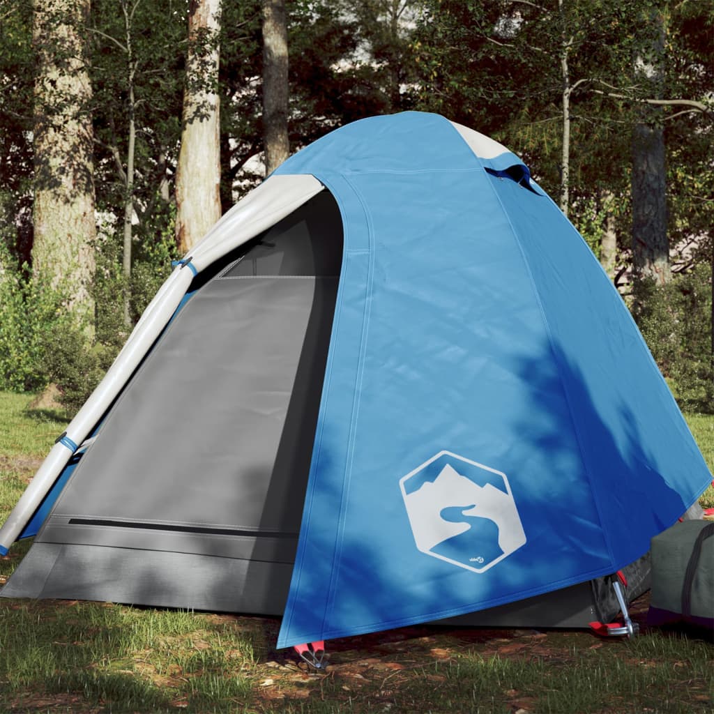 Kuppeltelt for camping 1 person blå vanntett