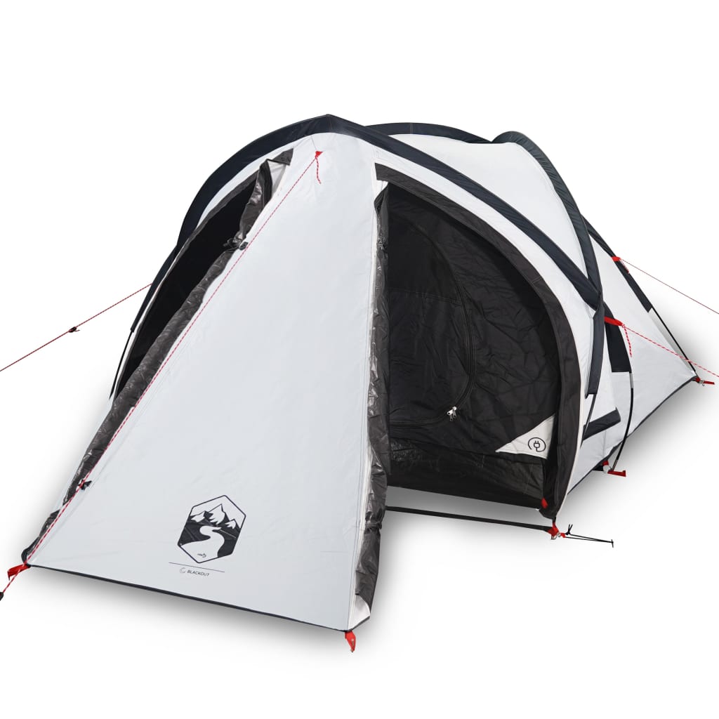 Kuppeltelt for camping 2 personer hvit blendingsstoff vanntett