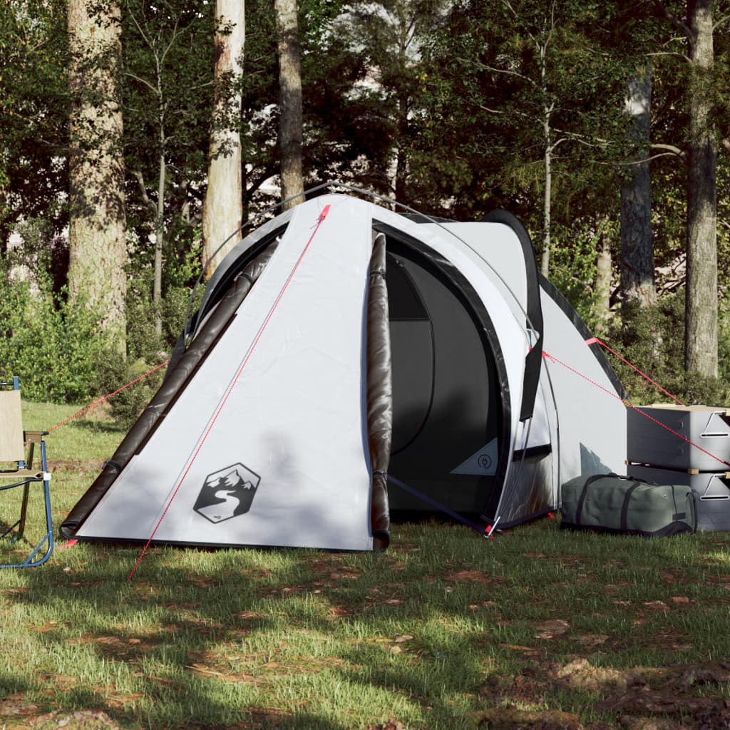 Kuppeltelt for camping 2 personer hvit blendingsstoff vanntett