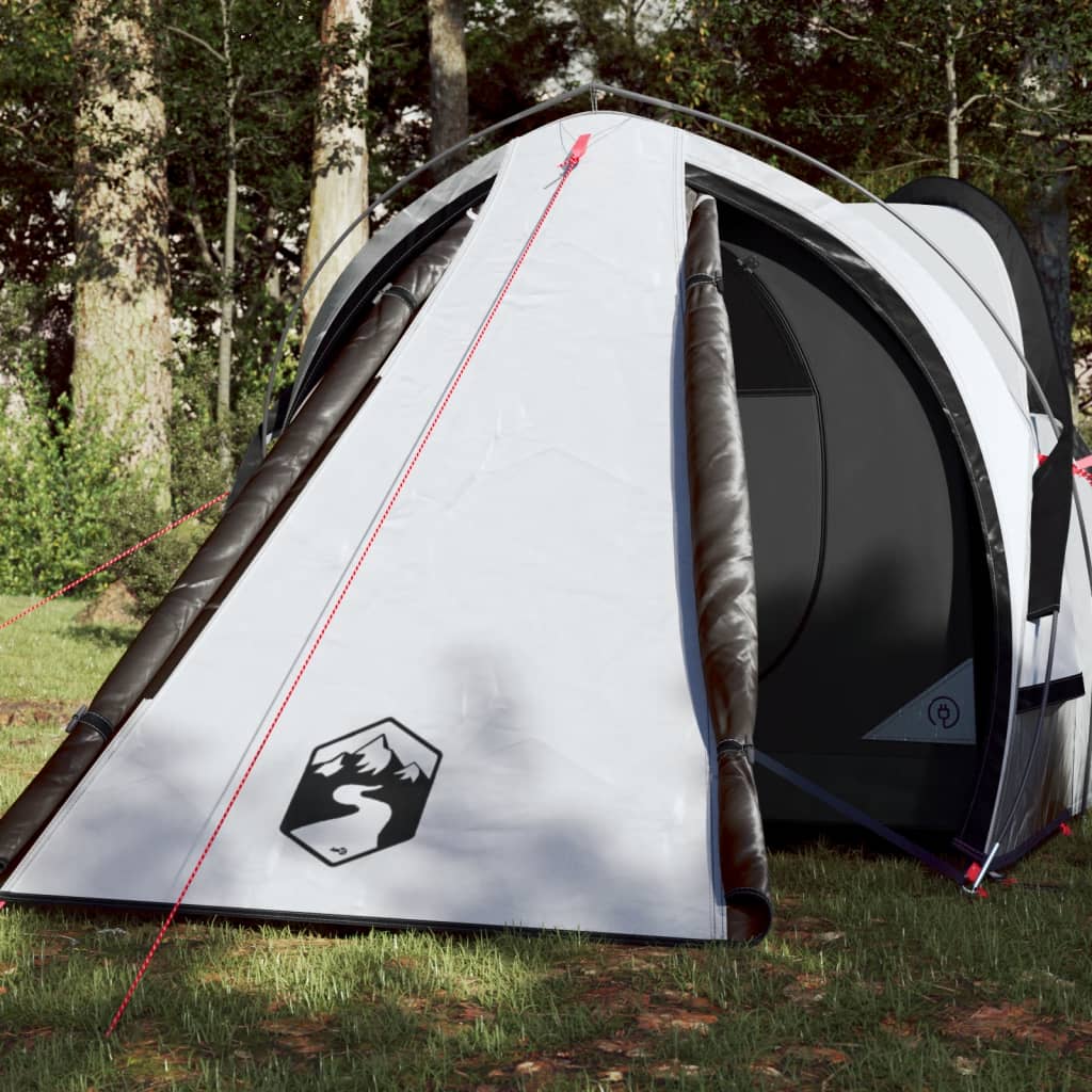 Kuppeltelt for camping 2 personer hvit blendingsstoff vanntett