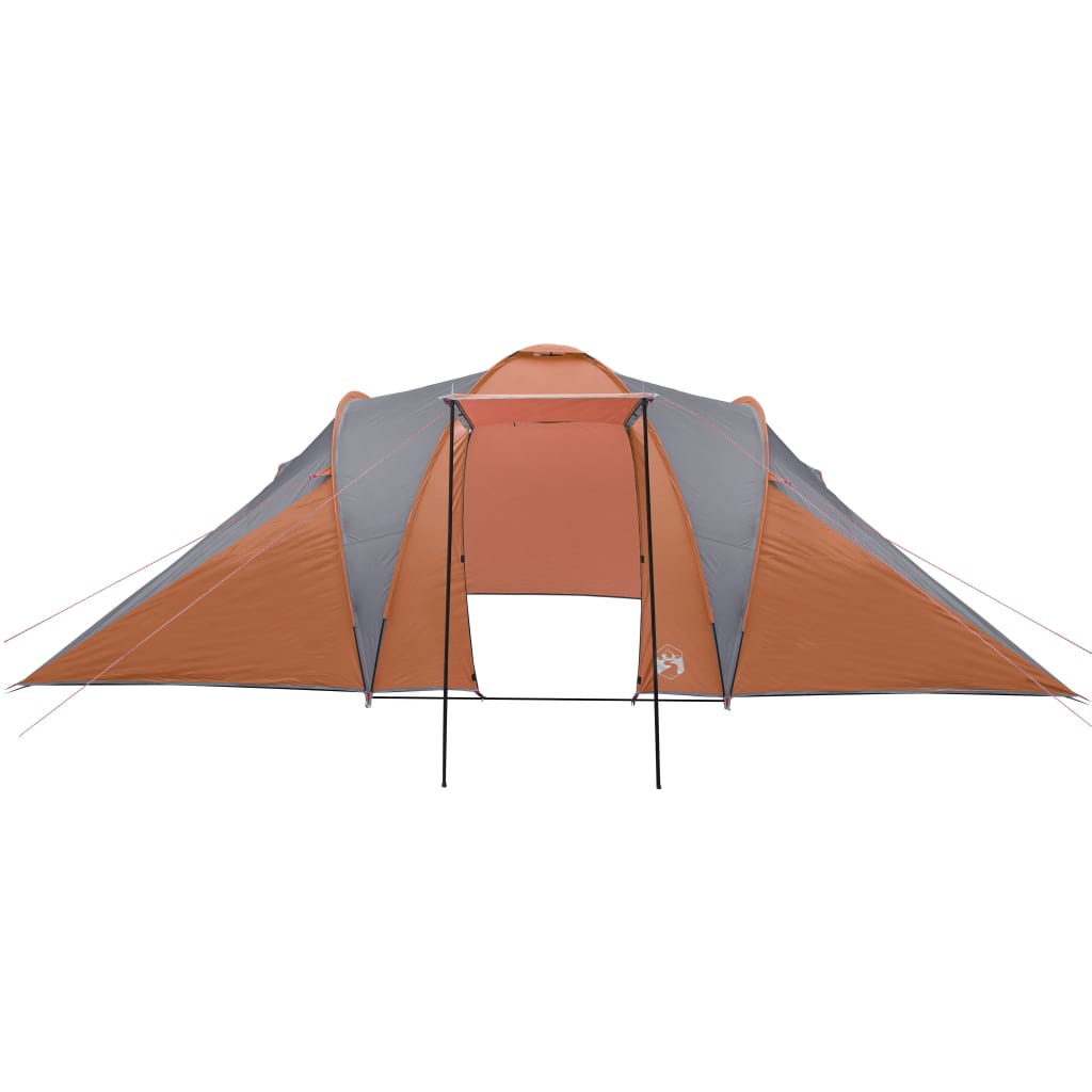 Kuppeltelt for camping 6 personer grå og oransje vanntett