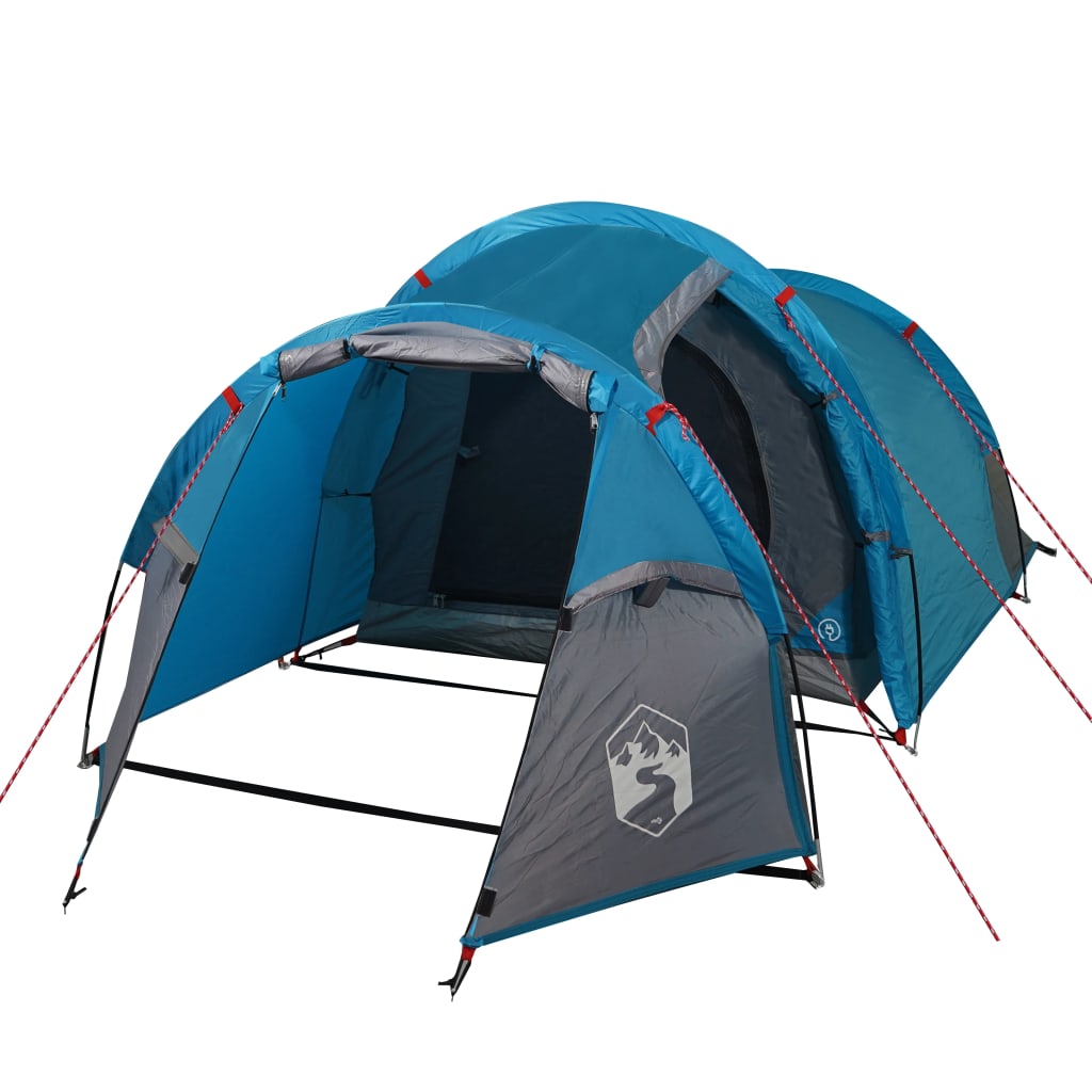 Tunneltelt for camping 3 personer blå vanntett