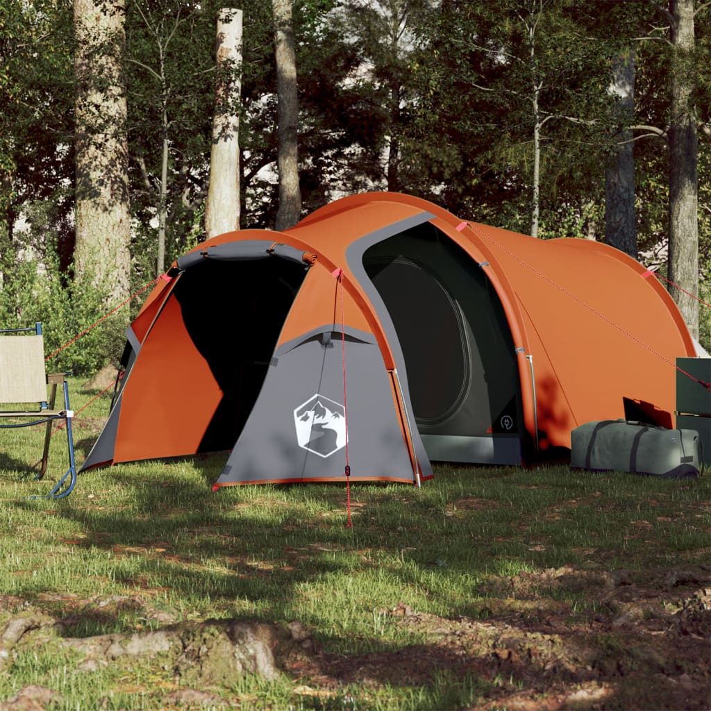 Tunneltelt for camping 3 personer oransje vanntett