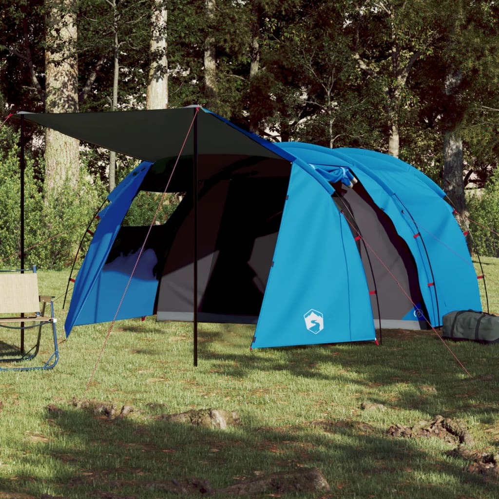 Tunneltelt for camping 4 personer blå vanntett