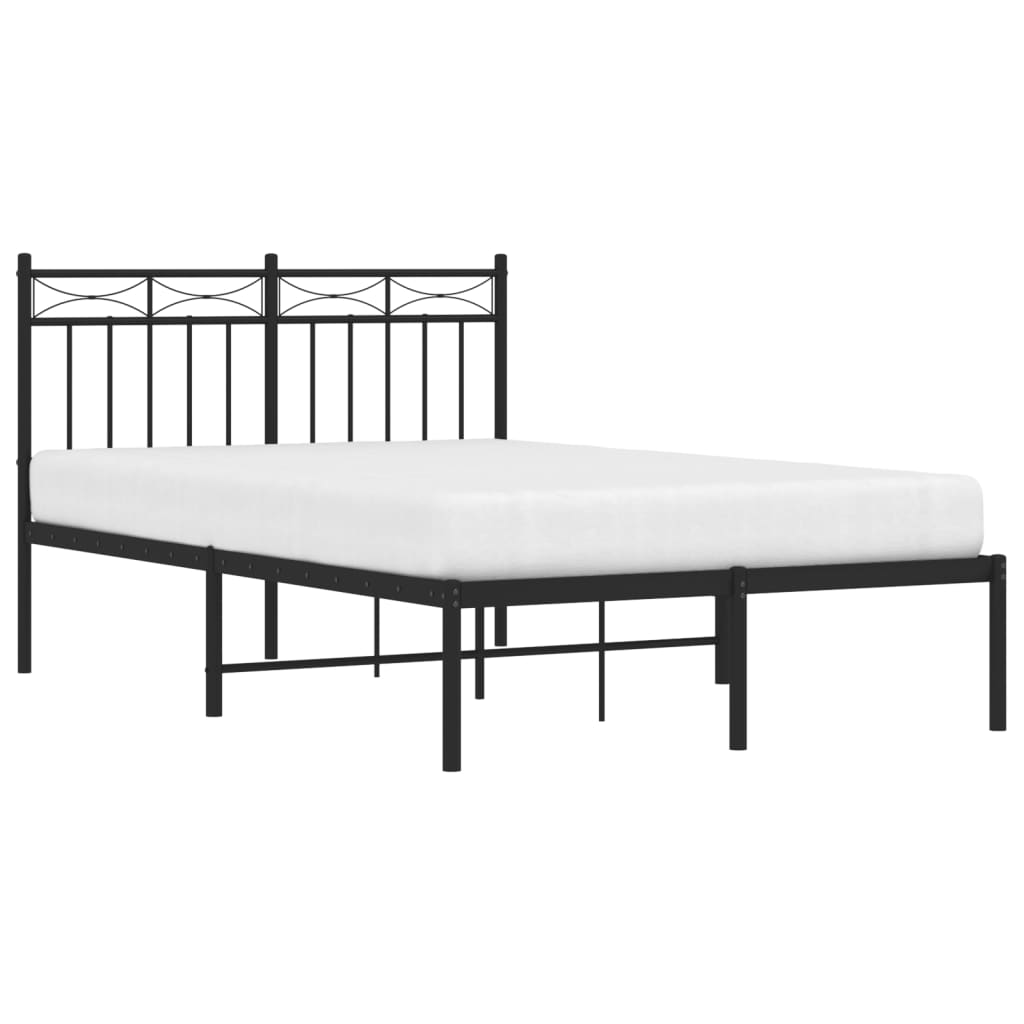 Sengeramme i metall med sengegavl svart 120x200 cm