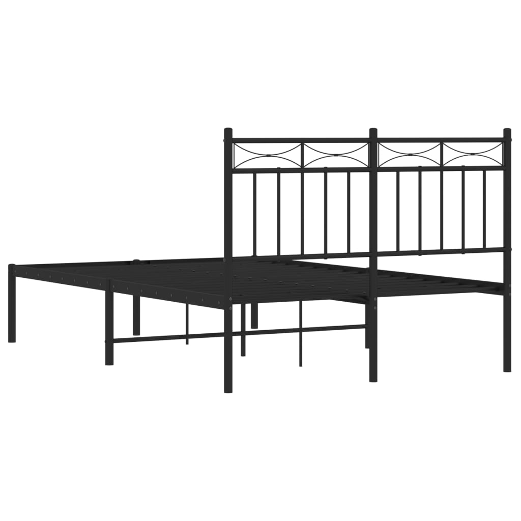 Sengeramme i metall med sengegavl svart 120x200 cm