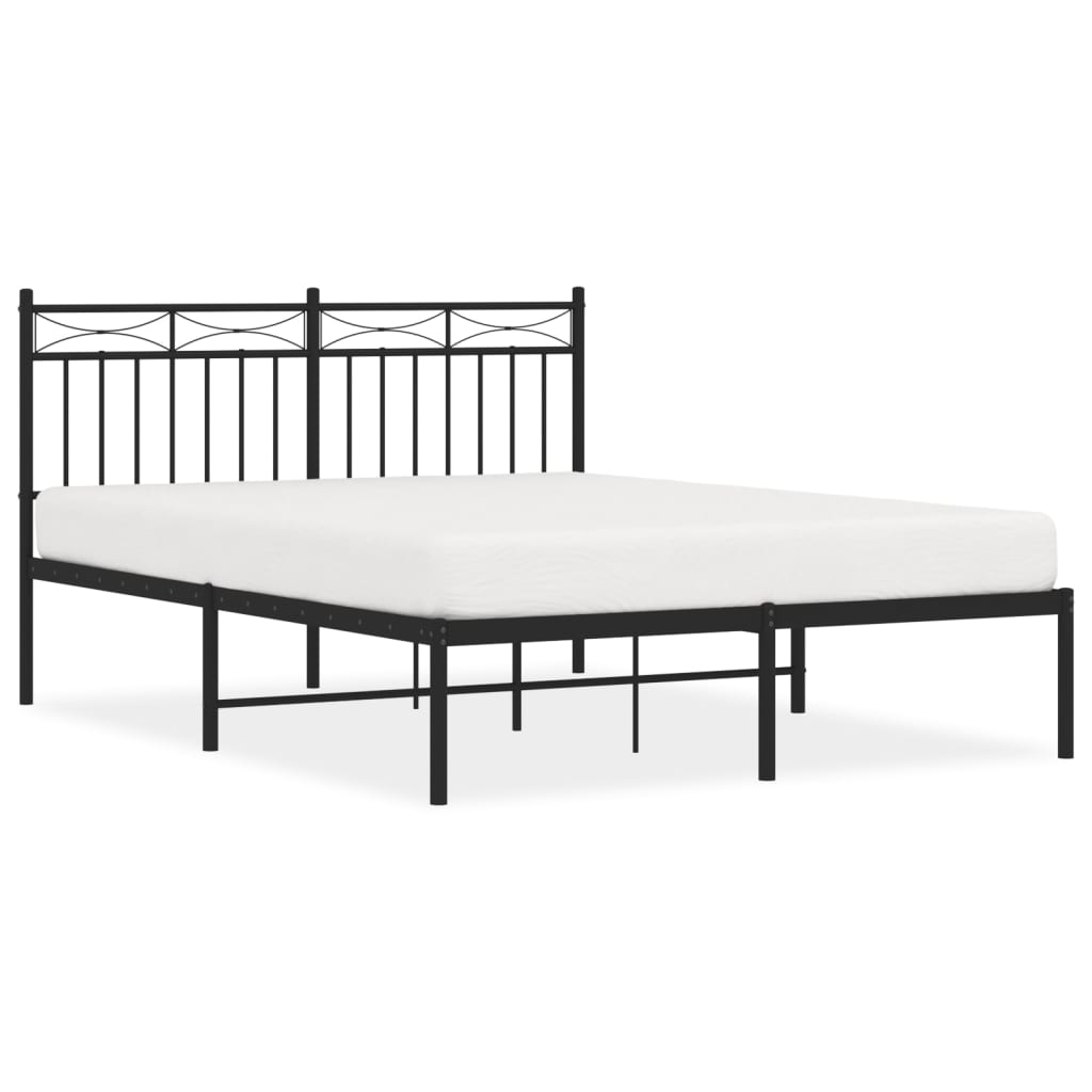 Sengeramme i metall med sengegavl svart 140x200 cm